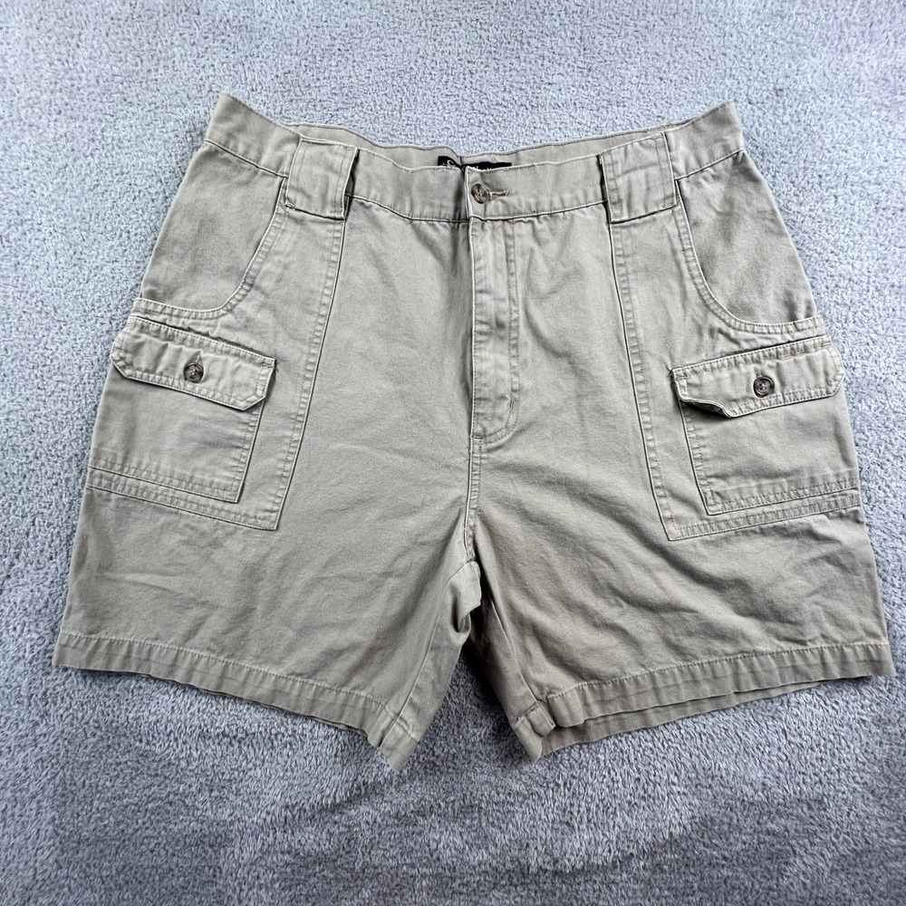 Outdoors Hiking Cargo Utility Shorts Men 36 Khaki Cotton Canvas Canyon Guide VTG